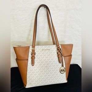 Michael Kors Tan and Cream Signature Tote